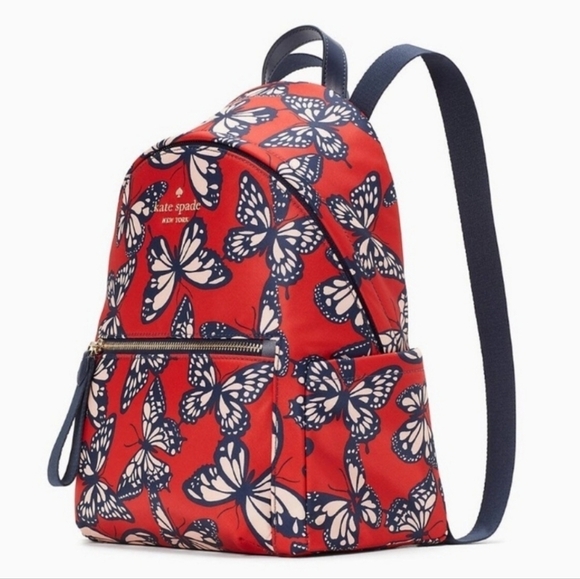 Kate Spade Chelsea Nylon Medium Backpack Butterfly Toss Print - Picture 2 of 10